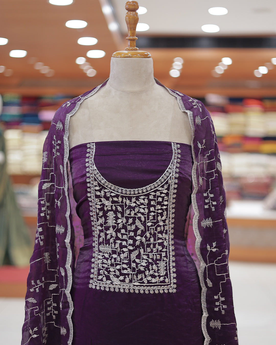 Women's Unstitched Salwar Suit with Batik Printed Dupatta  - Code: R410