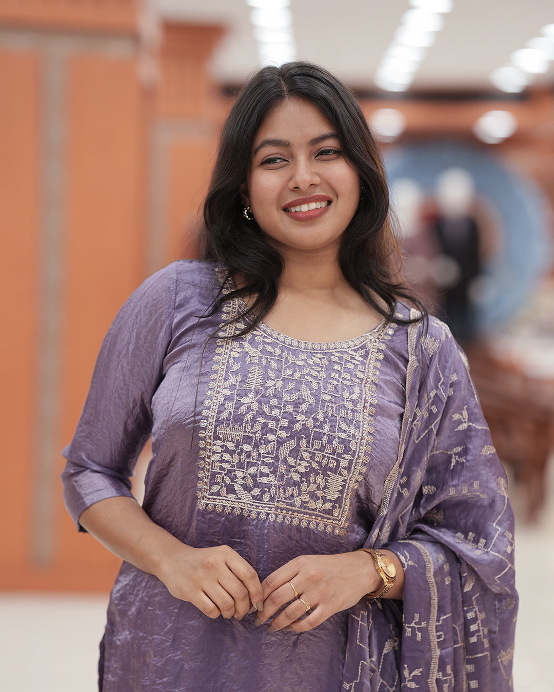 Women's Unstitched Salwar Suit with Batik Printed Dupatta  - Code: R410