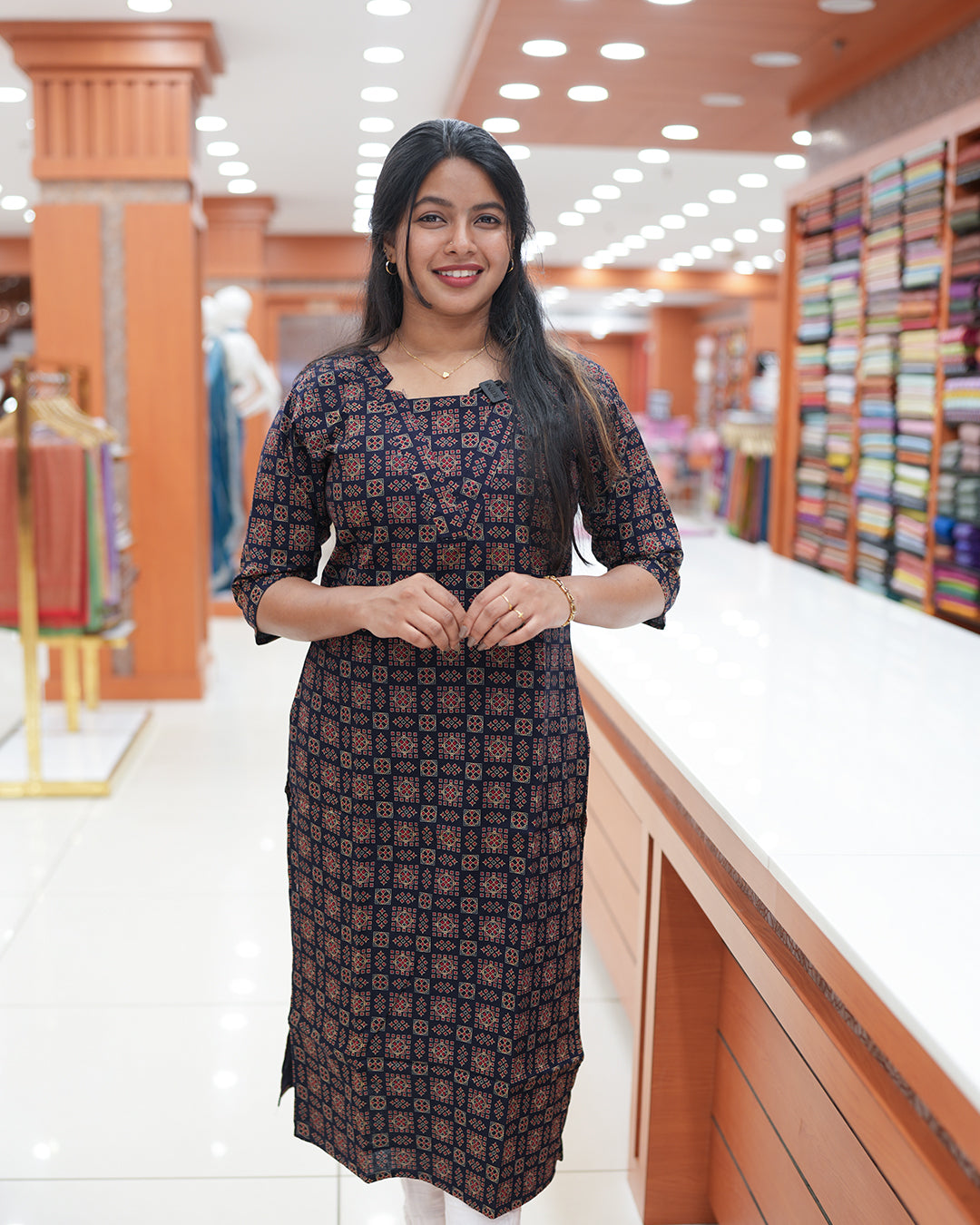 Women's Slitted Ajrak printed Kurti -R264