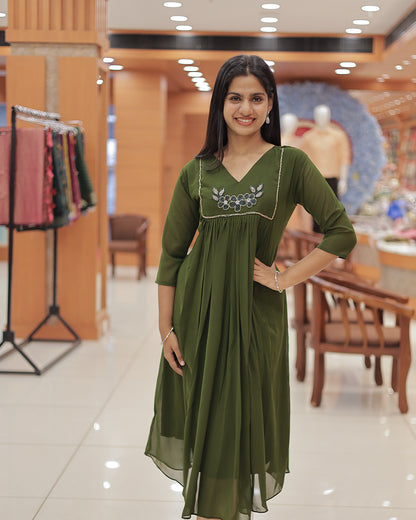 Women's A-line Georgette Kurti - R405