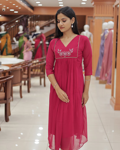 Women's A-line Georgette Kurti - R405