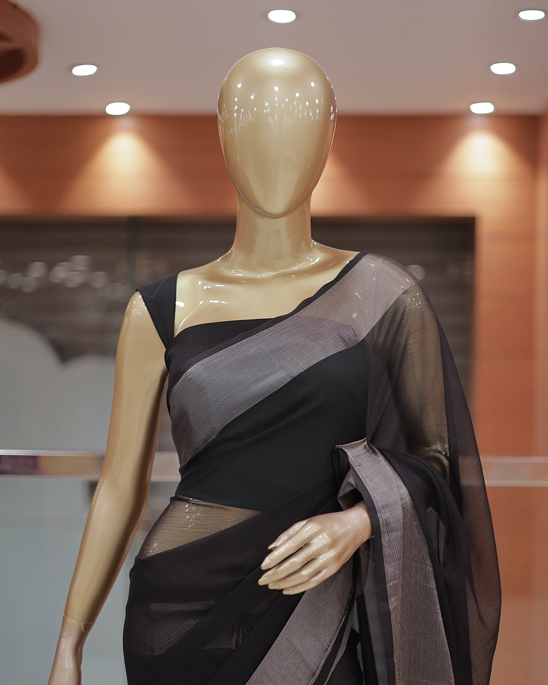 Elegant Women’s Chiffon Saree with Silver Border -DS01