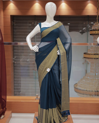Elegant Women’s Chiffon Saree with Gold Border -DS01