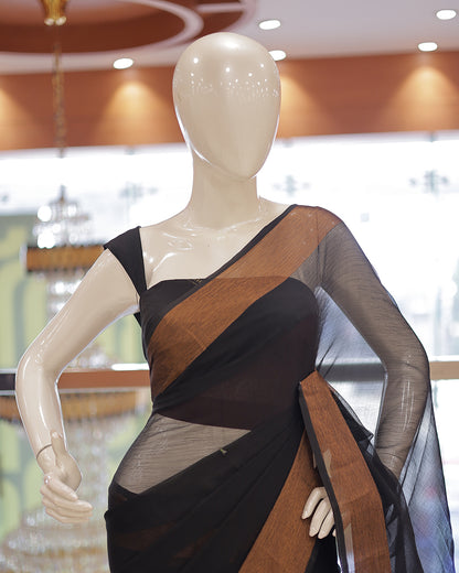 Elegant Women’s Chiffon Saree with Antique Border -DS01