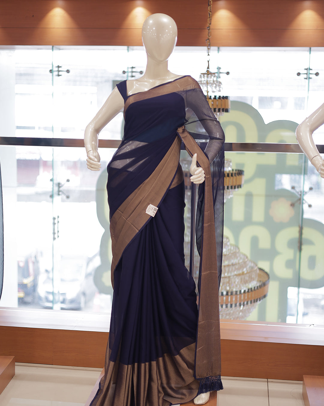 Elegant Women’s Chiffon Saree with Antique Border -DS01