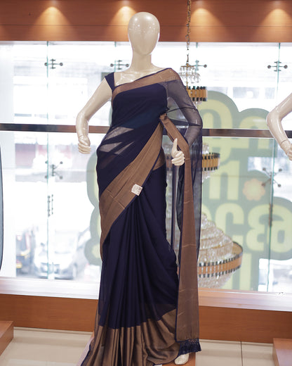 Elegant Women’s Chiffon Saree with Antique Border -DS01