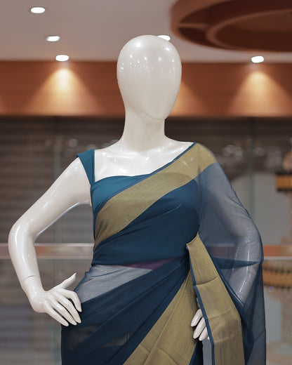 Elegant Women’s Chiffon Saree with Gold Border -DS01