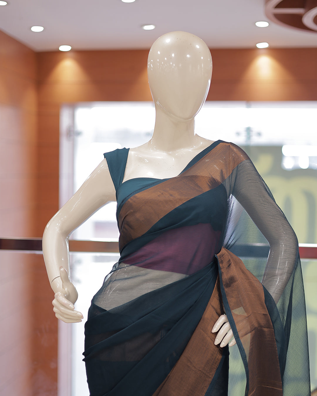 Elegant Women’s Chiffon Saree with Antique Border -DS01