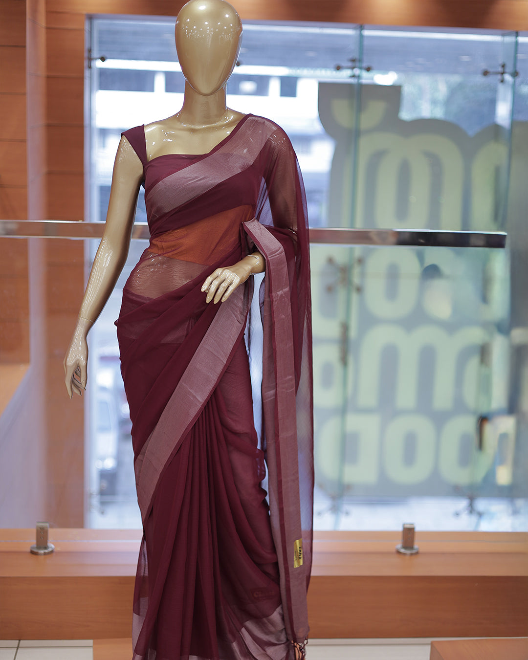 Elegant Women’s Chiffon Saree with Silver Border -DS01