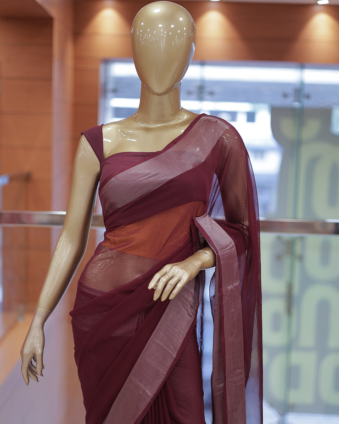 Elegant Women’s Chiffon Saree with Silver Border -DS01