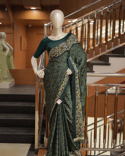 Women's Chiffon Floral Printed Saree -R419(D)