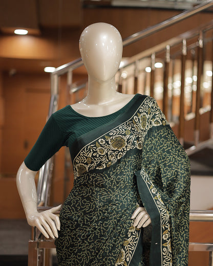 Women's Chiffon Floral Printed Saree -R419(D)