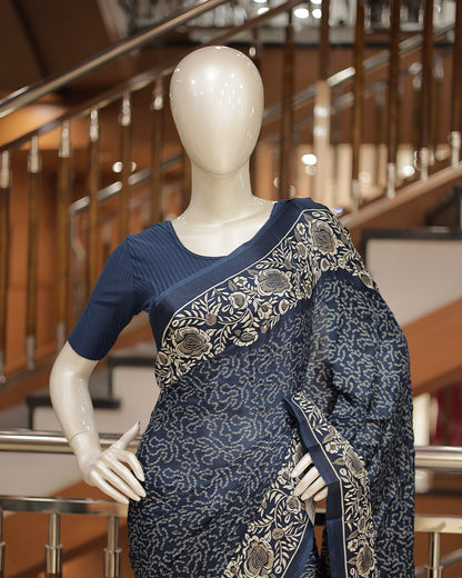 Women's Chiffon Floral Printed Saree -R419(D)