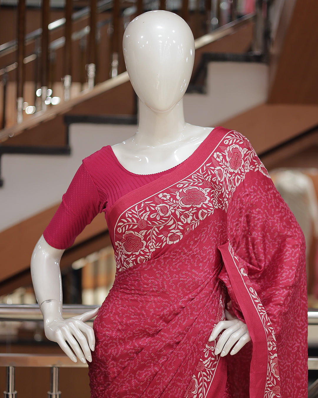 Women's Chiffon Floral Printed Saree -R419(D)