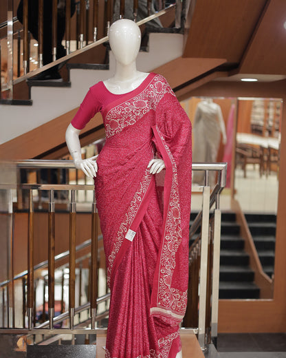 Women's Chiffon Floral Printed Saree -R419(D)
