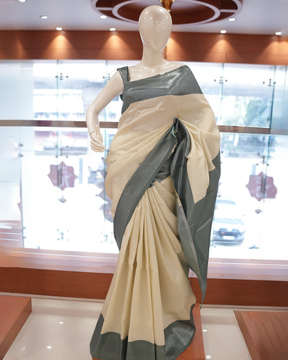 Womens Brocade Silks Saree contrast  - R424