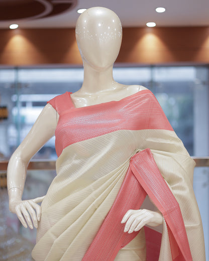 Womens Brocade Silks Saree contrast  - R424