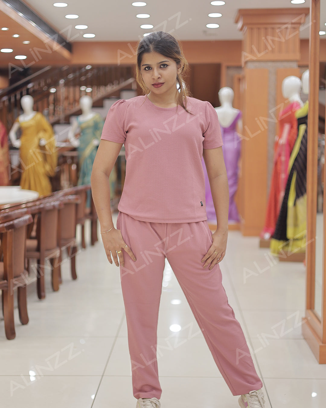 Women's Plain Crop Top & Pant Co-Ord Set -R437