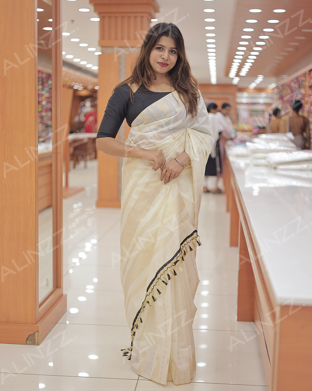 Chanderi Silk Saree with Butta Work for Women - R440