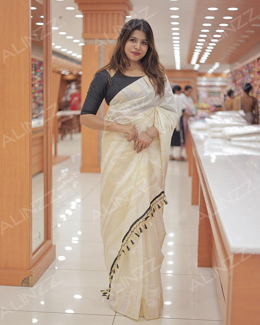 Chanderi Silk Saree with Butta Work for Women - R440