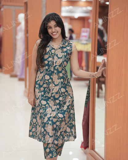 Trendy Floral Printed Women's Co-Ord Set -R441