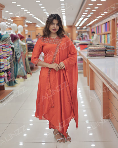 Elegant Vichitra Silk Embroidered Women's 3-Piece Salwar Suitt -R456