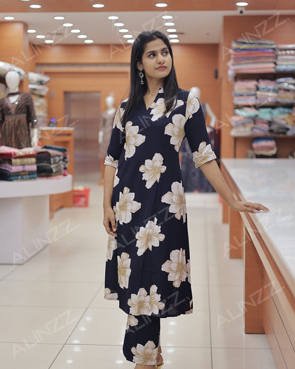 Women’s Rayon Floral Print Co-Ord Set -R460