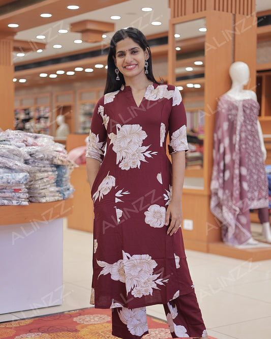 Women’s Rayon Floral Print Co-Ord Set -R460