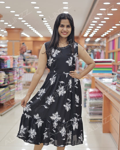 Elegant Floral Print Imported Fabric Women’s Frock - R462