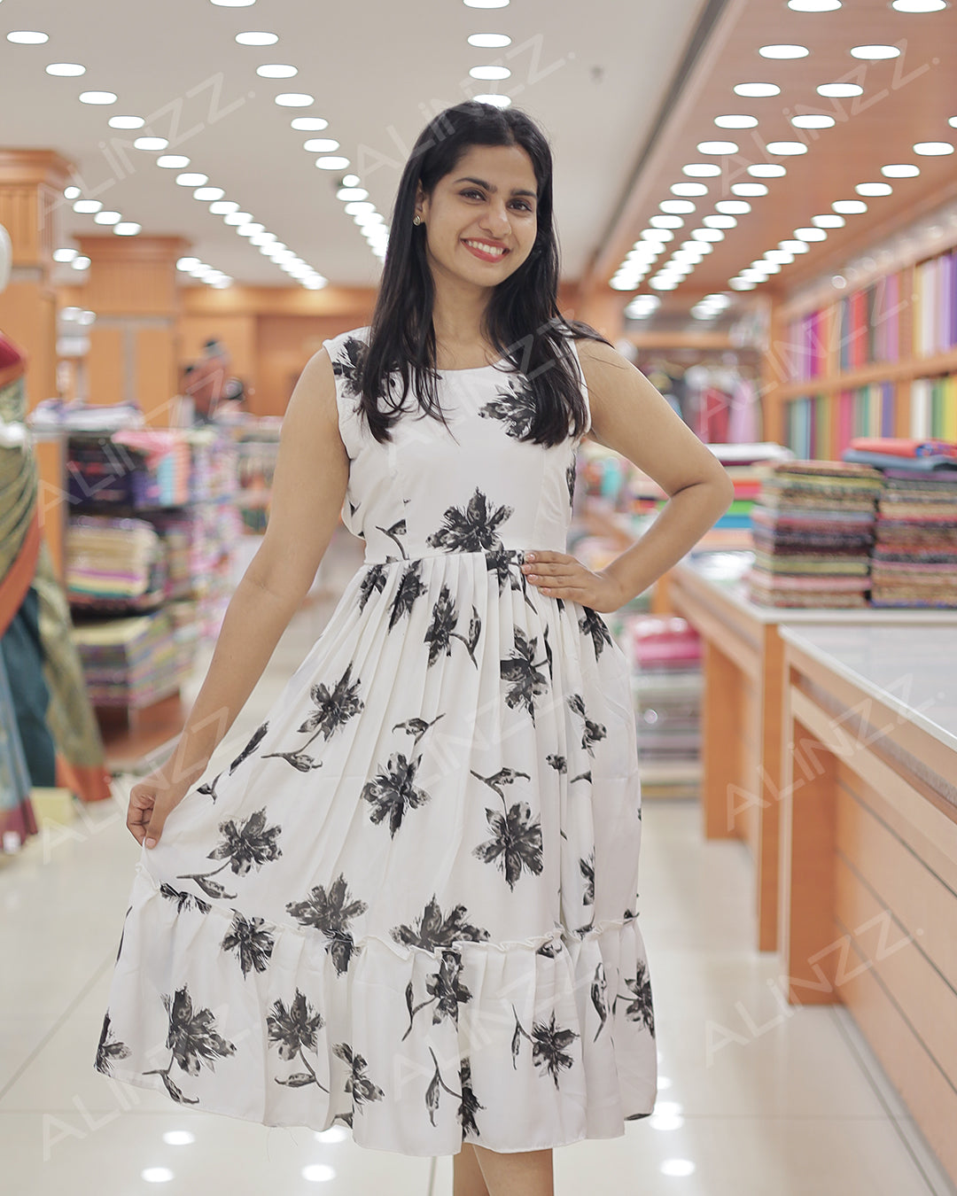 Elegant Floral Print Imported Fabric Women’s Frock - R462