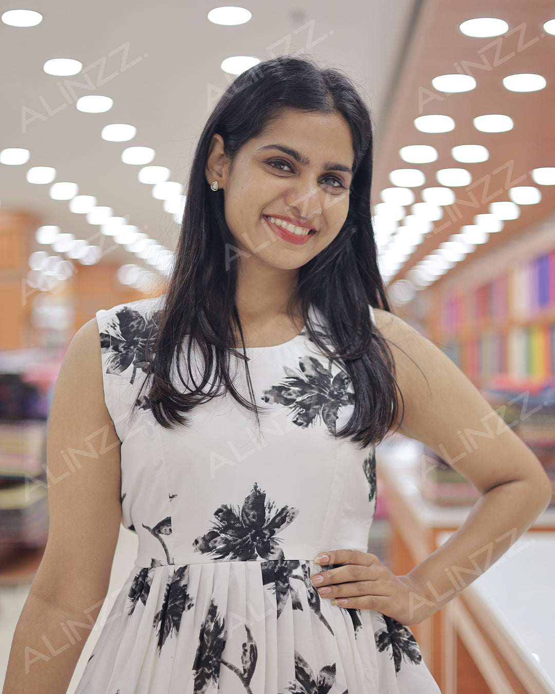 Elegant Floral Print Imported Fabric Women’s Frock - R462