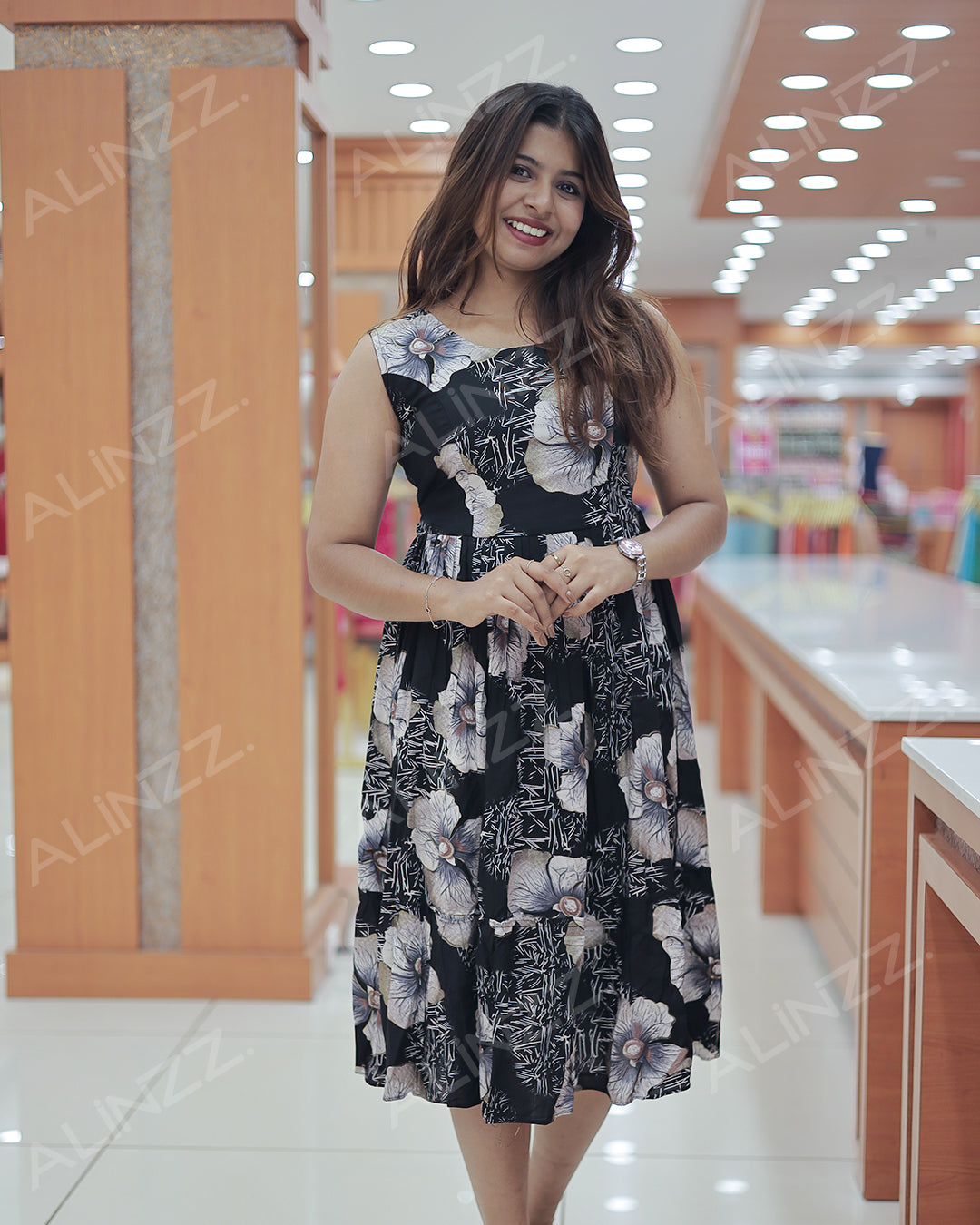 Stylish Women’s Floral Print Rayon Frock - R465