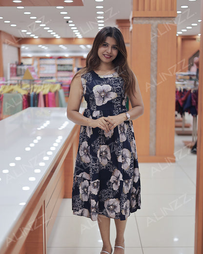 Stylish Women’s Floral Print Rayon Frock - R465