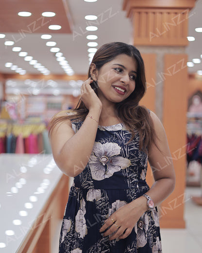 Stylish Women’s Floral Print Rayon Frock - R465