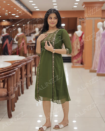 Women's Georgette Jacket Kurti  -R469