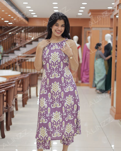 Trendy Ikat Print Rayon Co-Ord Set for Women -R477