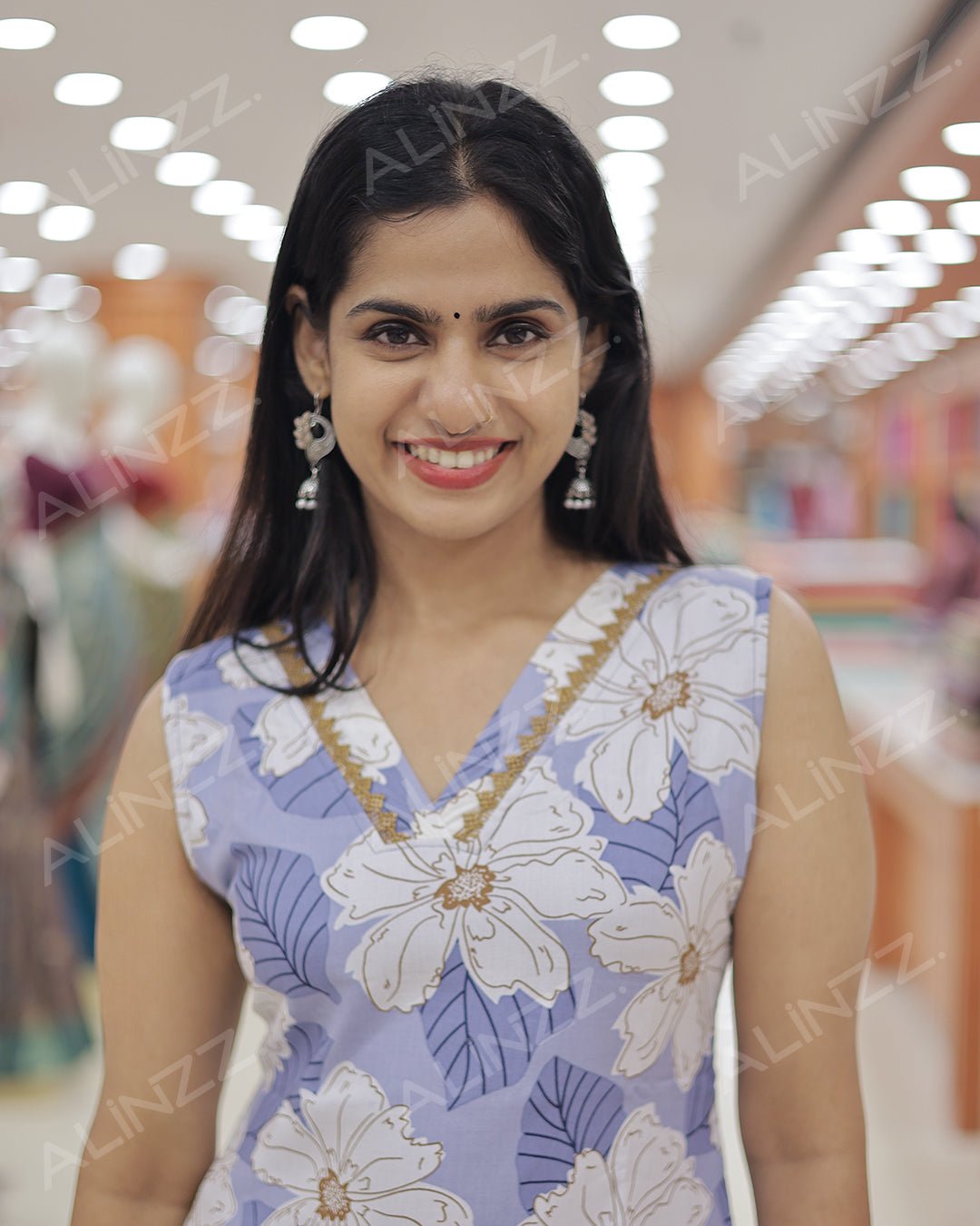 Women’s Sleeveless Floral Print Rayon Kurthi -R479