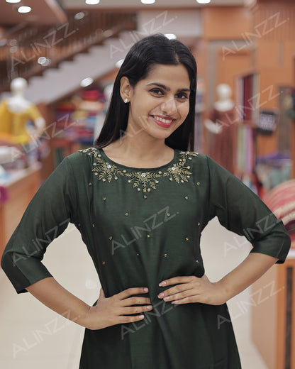 Women’s Vichitra Silk Kurti -R482