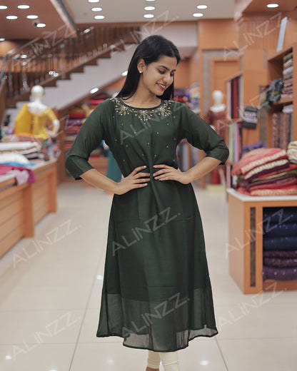 Women’s Vichitra Silk Kurti -R482