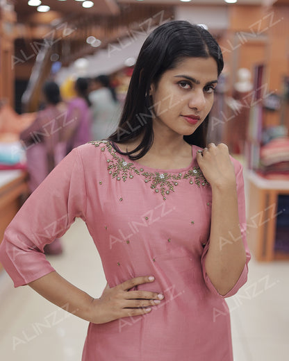 Women’s Vichitra Silk Kurti -R482