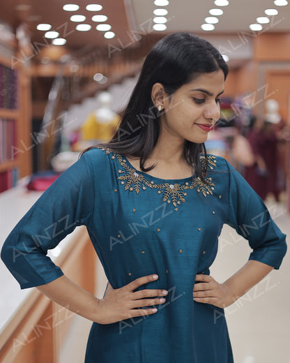 Women’s Vichitra Silk Kurti -R482