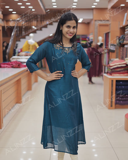Women’s Vichitra Silk Kurti -R482