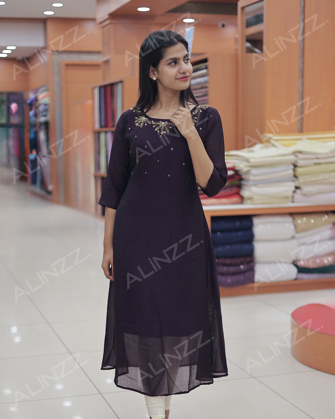 Women’s Vichitra Silk Kurti -R482