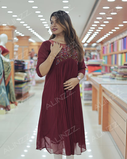 Elegant Georgette Aliya Cut Kurti for Women with Yoke Beads Work-R492