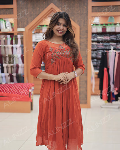 Elegant Georgette Aliya Cut Kurti for Women with Yoke Beads Work-R492