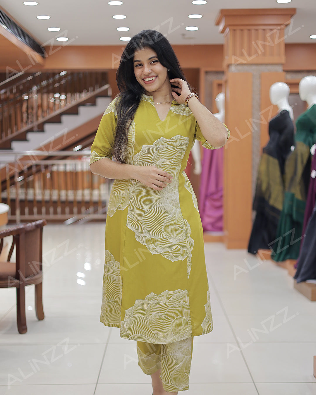 Rayon Floral Design Women’s Co-Ord Set -R495