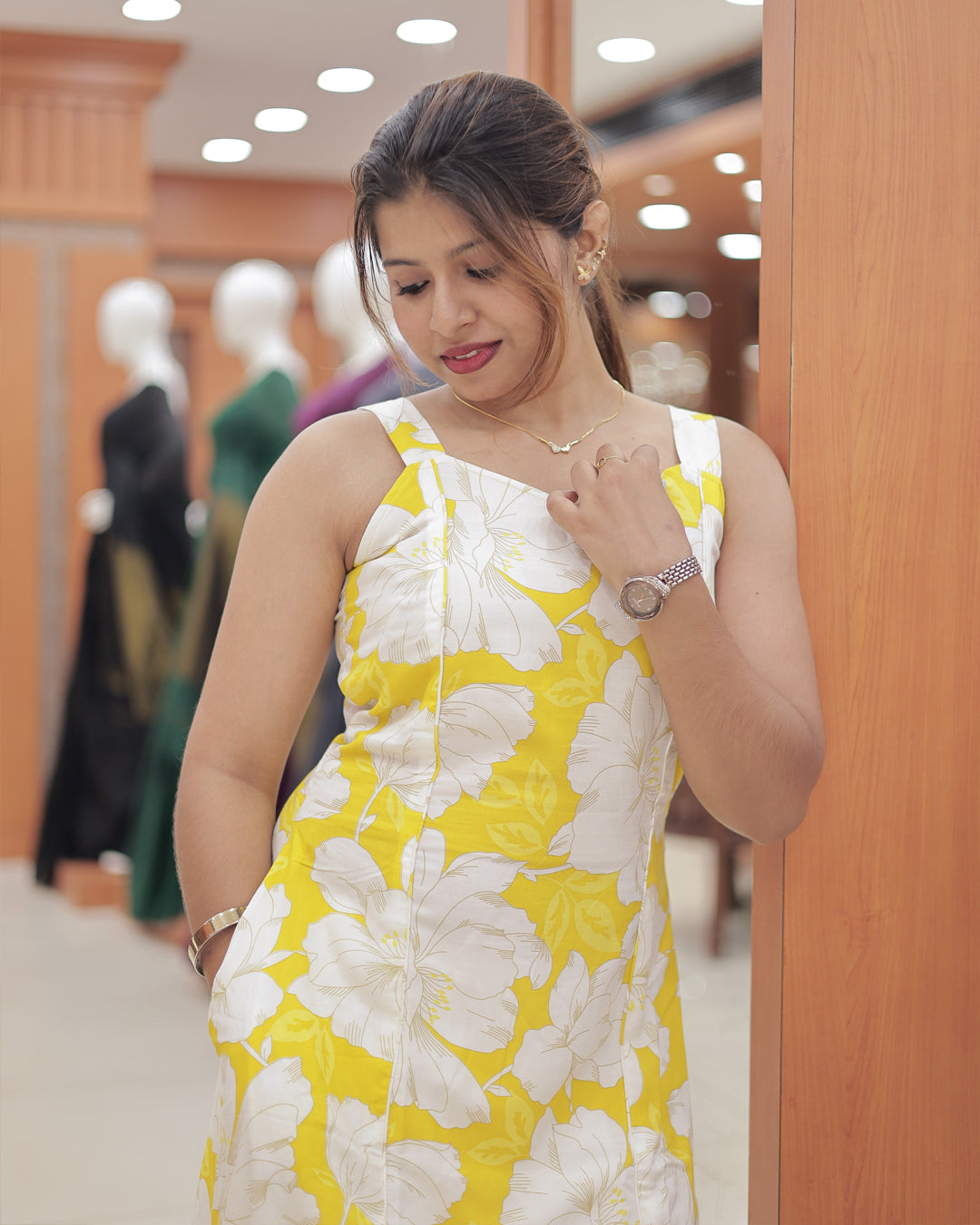 Rayon Floral Print A-Line Kurti for Women – R498