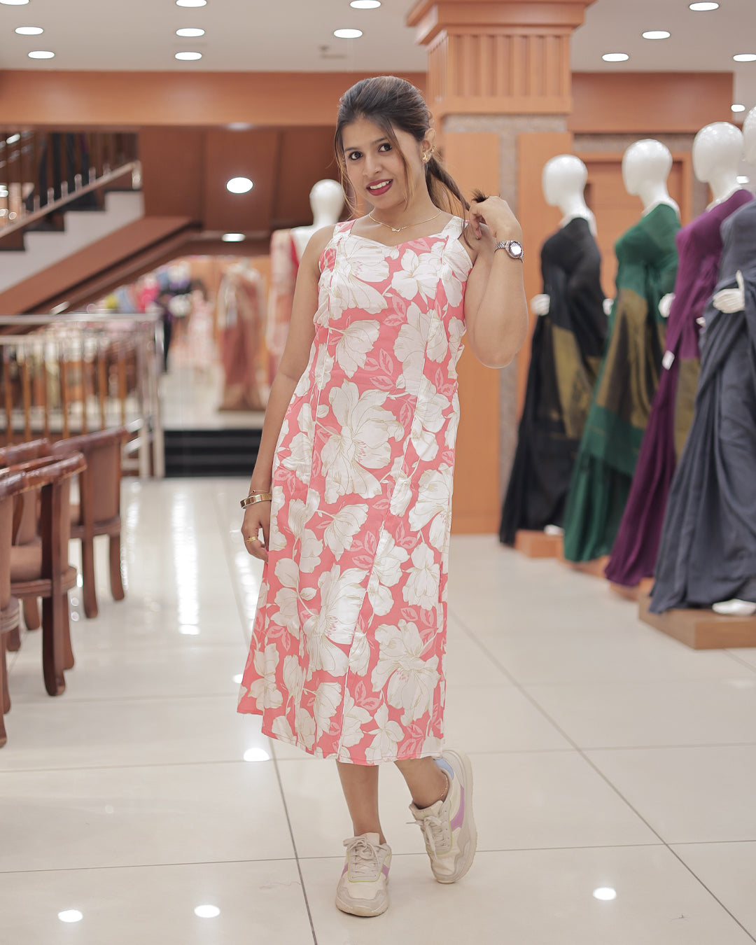 Rayon Floral Print A-Line Kurti for Women – R498