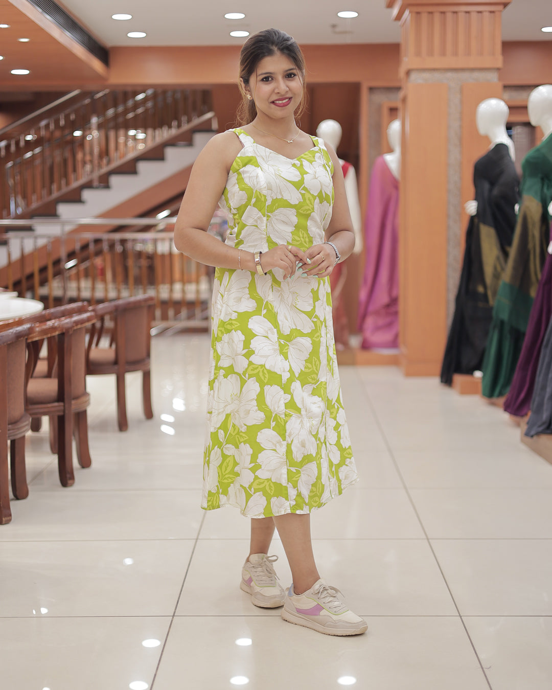 Rayon Floral Print A-Line Kurti for Women – R498