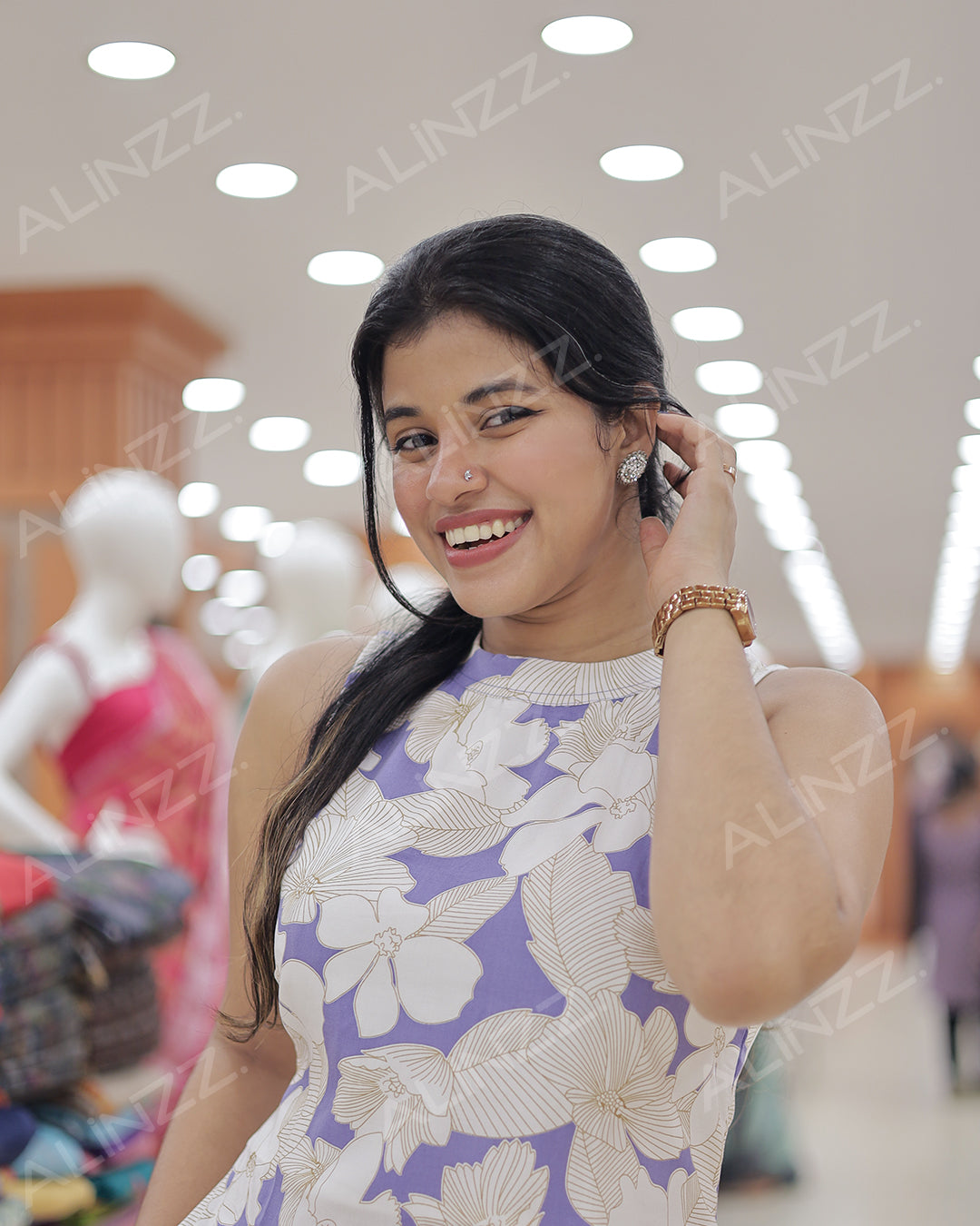 Sleeveless Floral Print Rayon Women's Co-Ord Set -R499